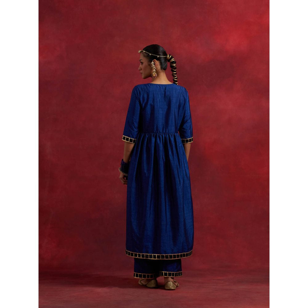The Indian Cause Blue Black Raw Silk Gauhar Kurta