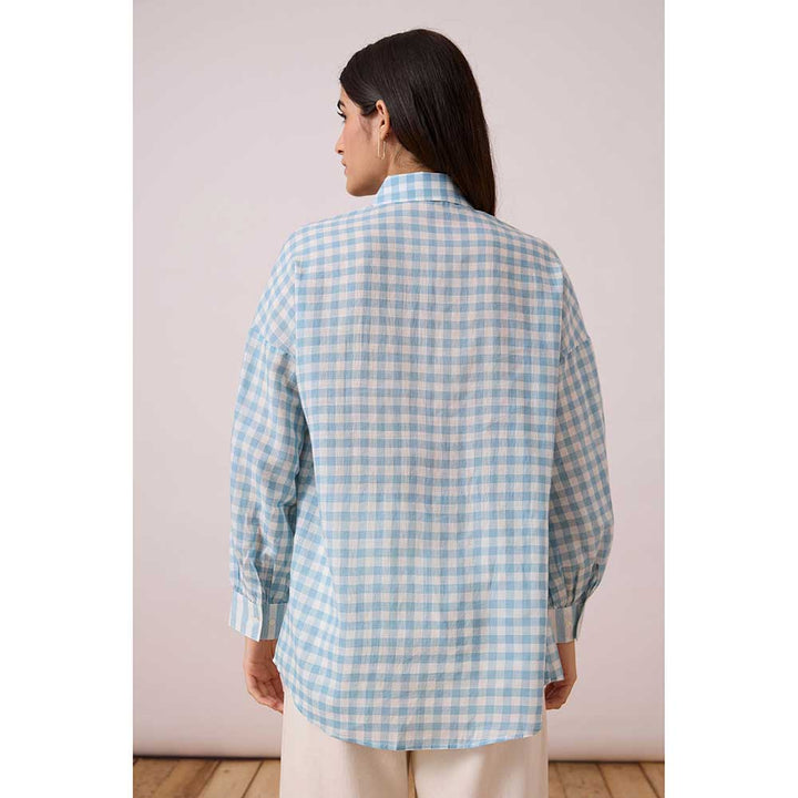 The Summer House Ryuk Blue Checks Regular Fit Shirt