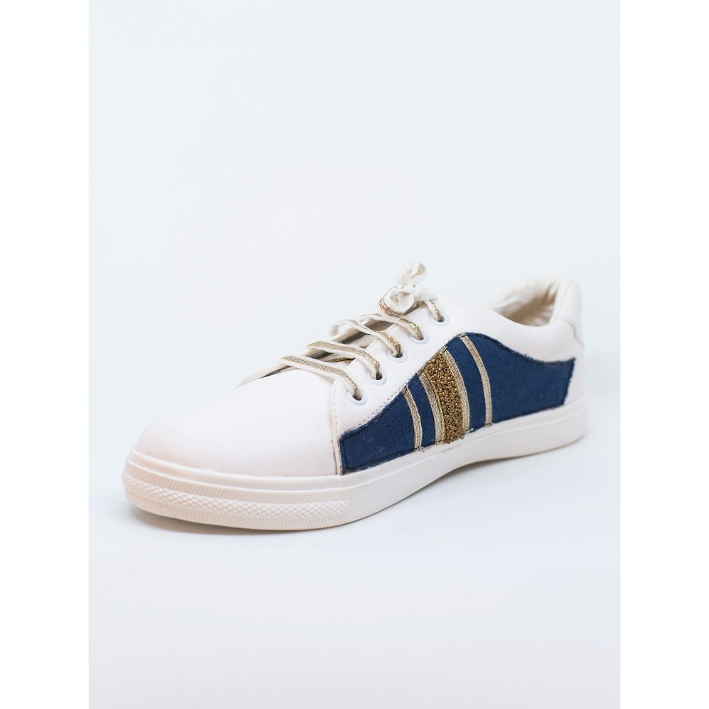 The Saree Sneakers Blue Denim with Gota Lines Sneaker