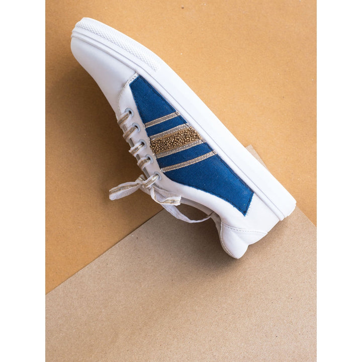The Saree Sneakers Blue Denim with Gota Lines Sneaker