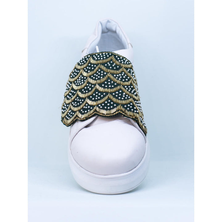 The Saree Sneakers Green Flap White Sneaker