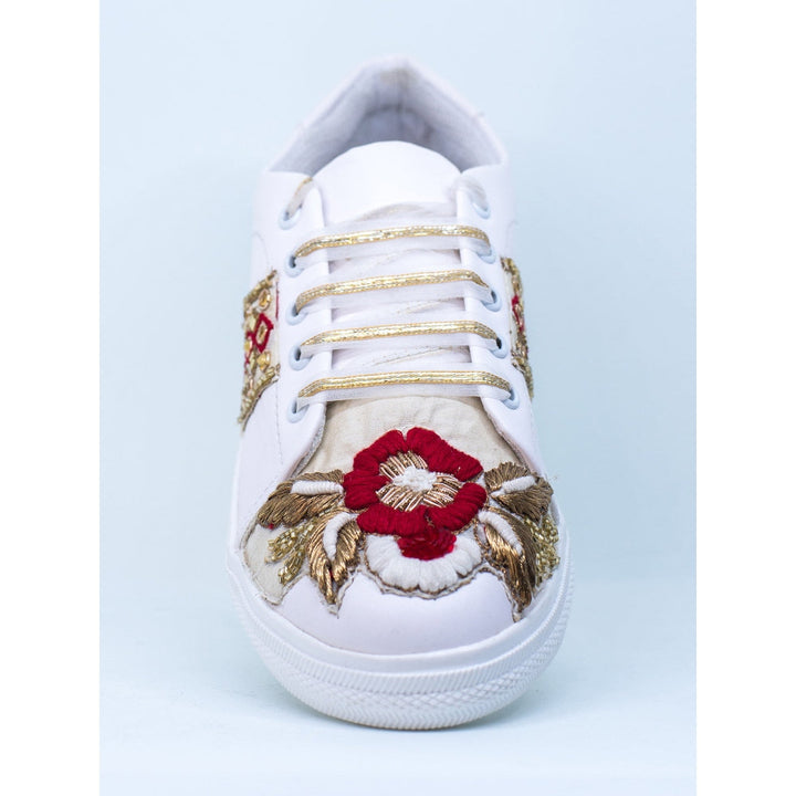The Saree Sneakers Red Rose and Zari Sneaker