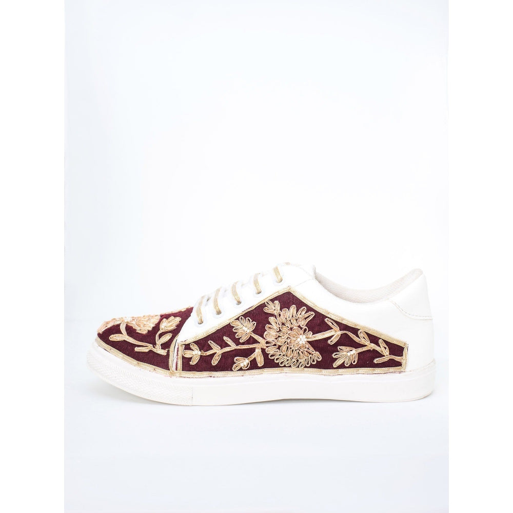 The Saree Sneakers Red Velvet with Gota embroidery Sneaker