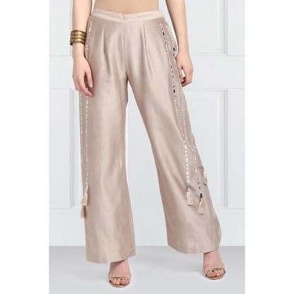 Twenty Nine Taupe Mirrorwork Tassel Pants