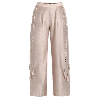Twenty Nine Taupe Mirrorwork Tassel Pants