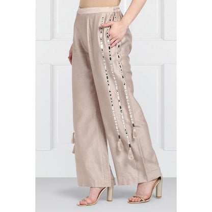 Twenty Nine Taupe Mirrorwork Tassel Pants