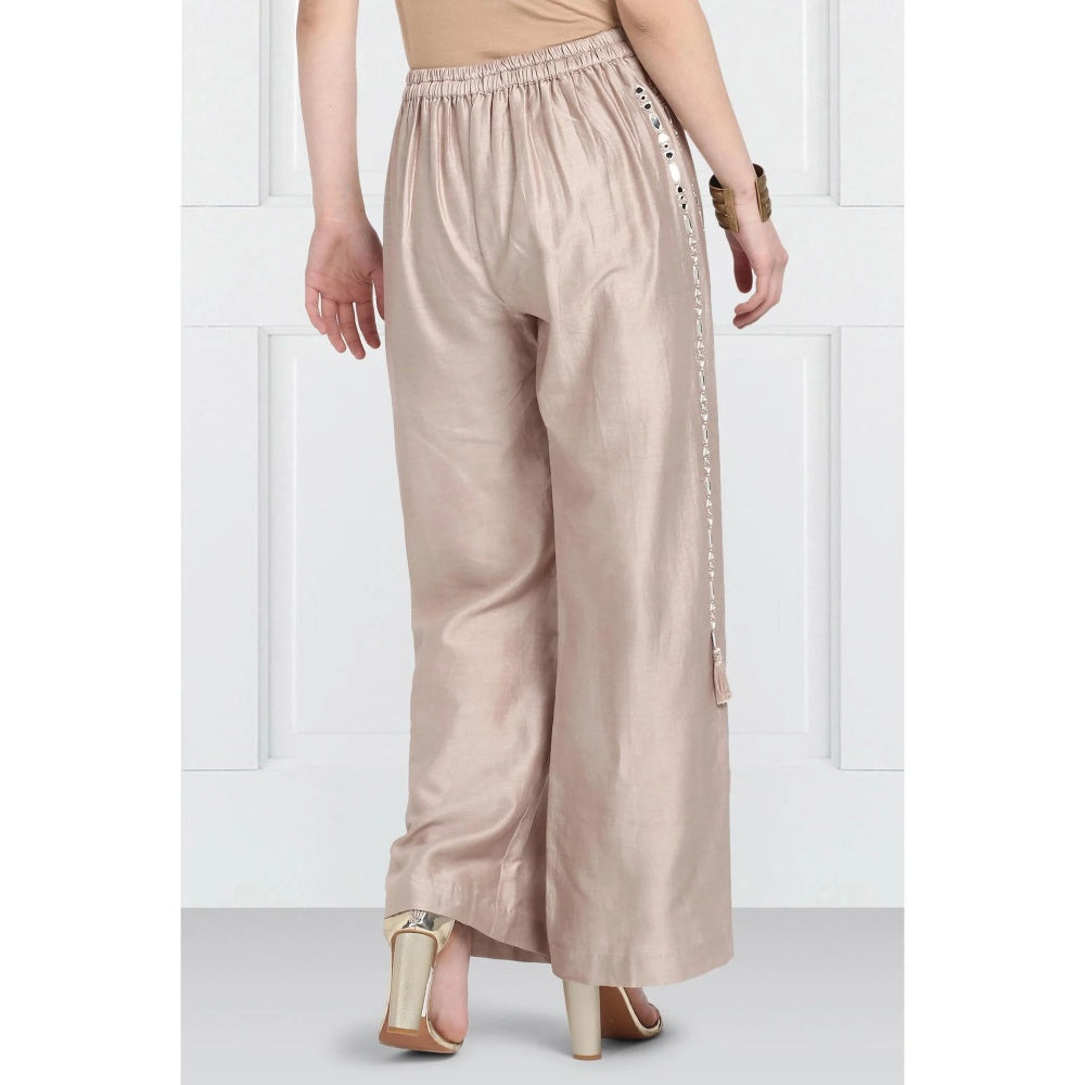 Twenty Nine Taupe Mirrorwork Tassel Pants