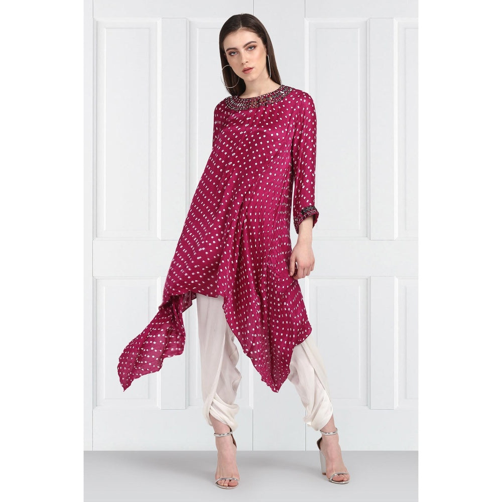 Twenty Nine Pink Bandhani Long Asymmetrical Tunic