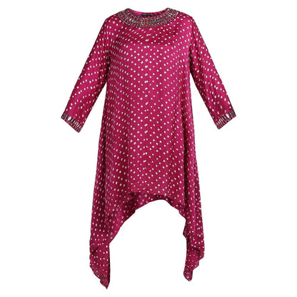 Twenty Nine Pink Bandhani Long Asymmetrical Tunic