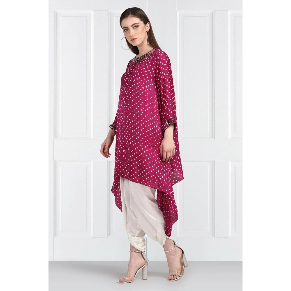 Twenty Nine Pink Bandhani Long Asymmetrical Tunic