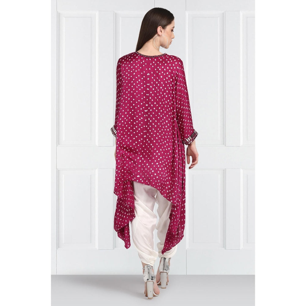 Twenty Nine Pink Bandhani Long Asymmetrical Tunic