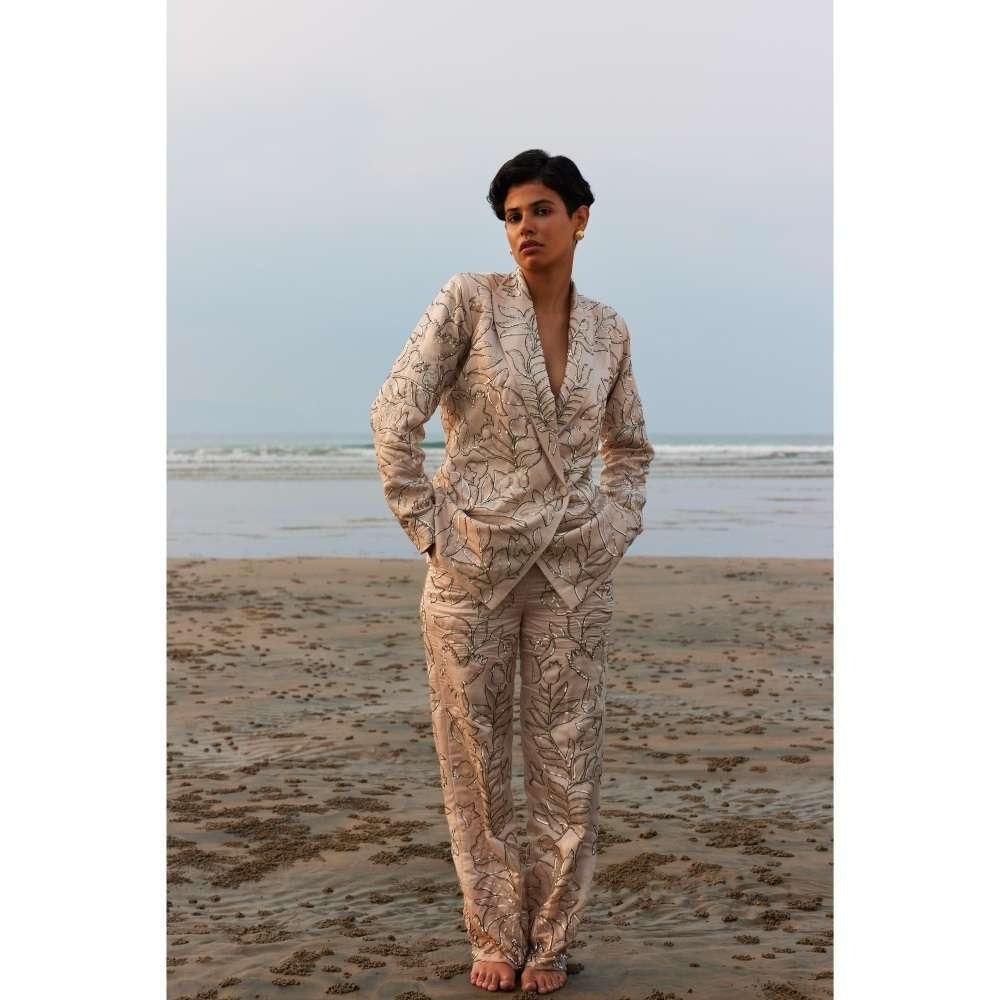 Twinkle Hanspal Hand Embroidered Blazer with Pant (Set of 2)
