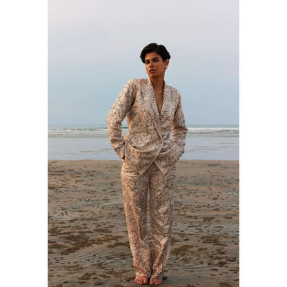 Twinkle Hanspal Hand Embroidered Blazer with Pant (Set of 2)