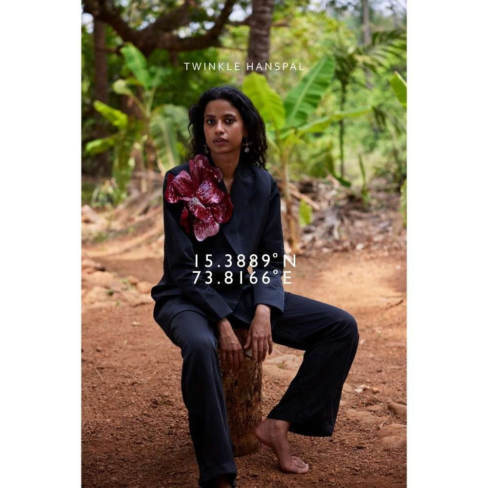 Twinkle Hanspal Blazer and Pant with 3D Flower Detailing (Set of 2)