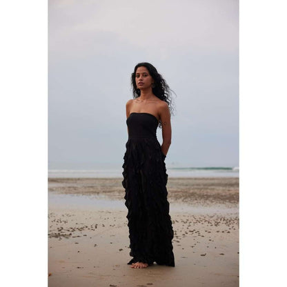 Twinkle Hanspal Strapless Maxi Dress with Frills Detailing
