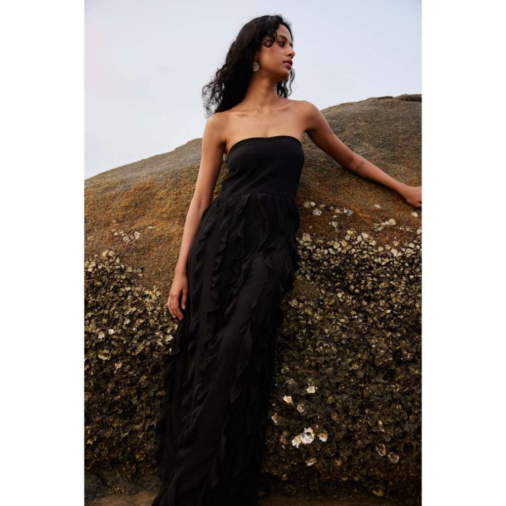 Twinkle Hanspal Strapless Maxi Dress with Frills Detailing