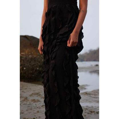 Twinkle Hanspal Strapless Maxi Dress with Frills Detailing