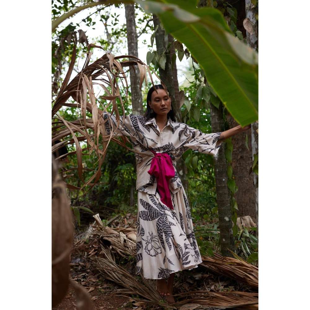 Twinkle Hanspal Boxy Shirt with Contrast Bow Paired with an Umbrella Skirt (Set of 2)