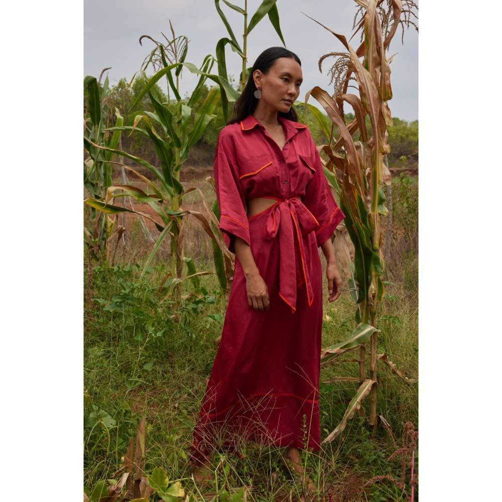 Twinkle Hanspal Cut-Out Shirt Dress with Contrast Details