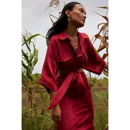 Twinkle Hanspal Cut-Out Shirt Dress with Contrast Details