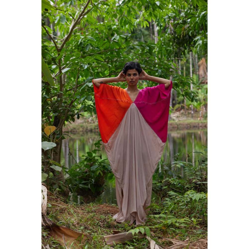 Twinkle Hanspal Color-Block Kaftan with Topstitch Detailing