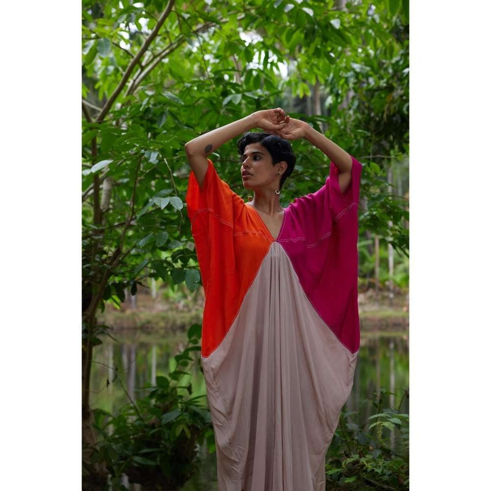 Twinkle Hanspal Color-Block Kaftan with Topstitch Detailing