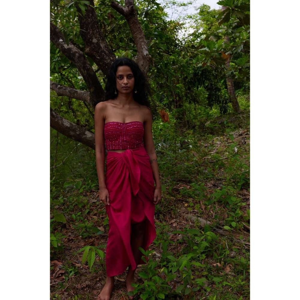 Twinkle Hanspal Hand-Embroidered Corset with Sarong Wrap Skirt (Set of 2)