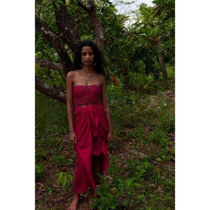 Twinkle Hanspal Hand-Embroidered Corset with Sarong Wrap Skirt (Set of 2)