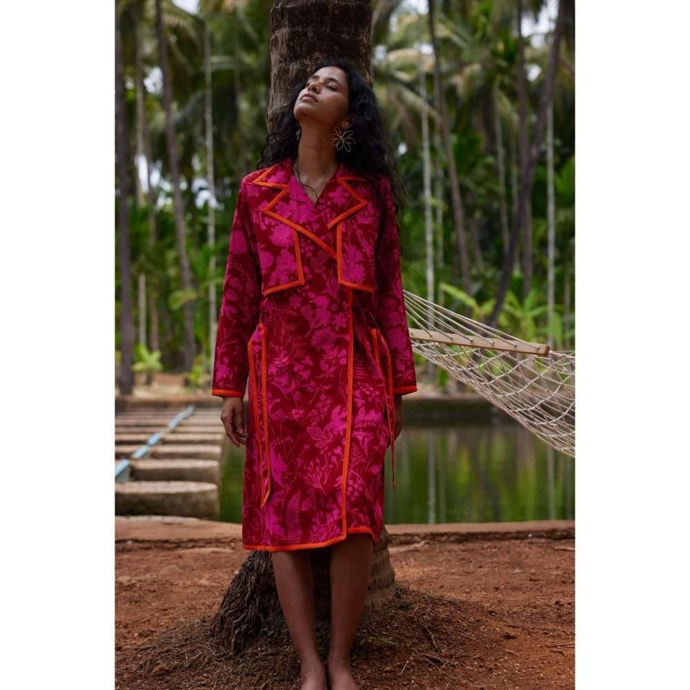 Twinkle Hanspal Printed Trench Coat Dress with Contrast Detailing