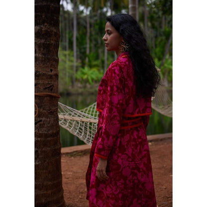 Twinkle Hanspal Printed Trench Coat Dress with Contrast Detailing