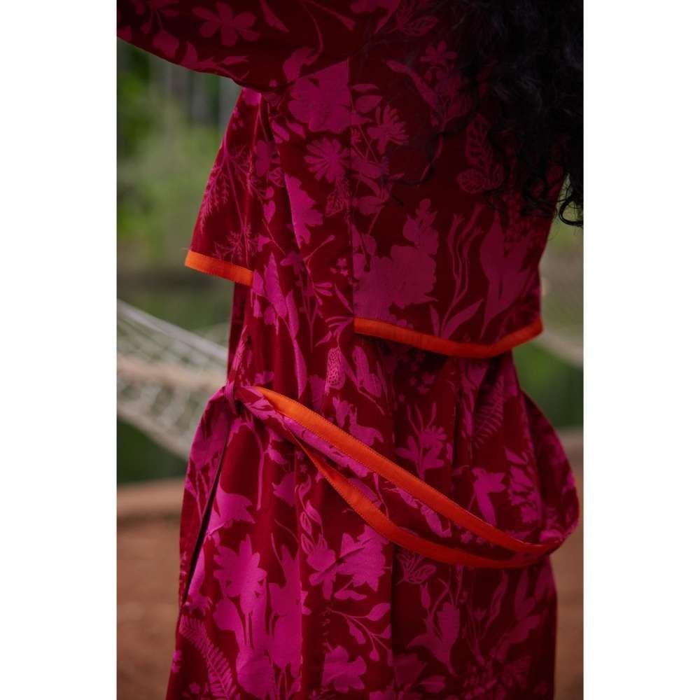 Twinkle Hanspal Printed Trench Coat Dress with Contrast Detailing