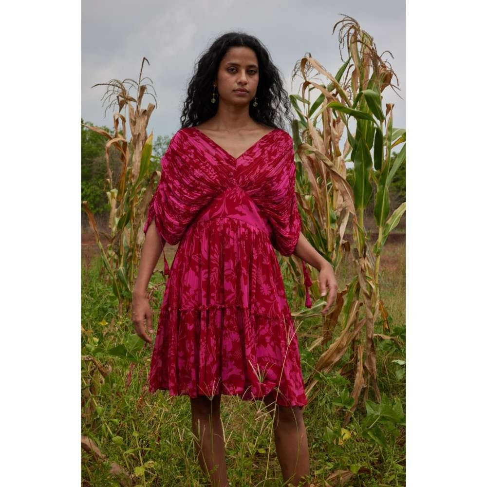 Twinkle Hanspal Micro-Pleated Printed Short Dress