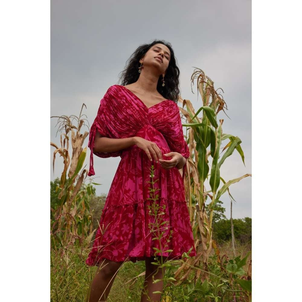 Twinkle Hanspal Micro-Pleated Printed Short Dress