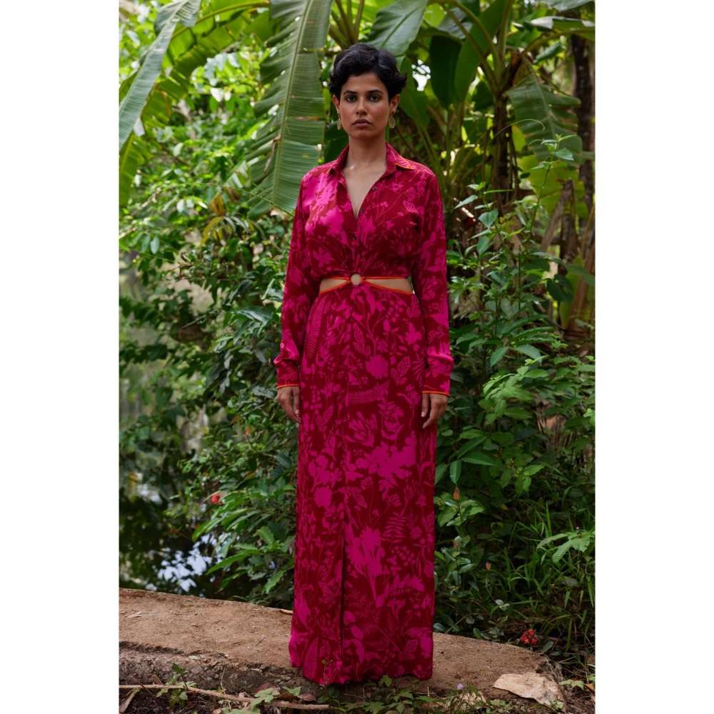 Twinkle Hanspal Cut-Out Shirt Dress with Contrast Details