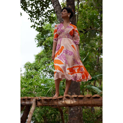 Twinkle Hanspal Printed Midi Dress with Midrif Details