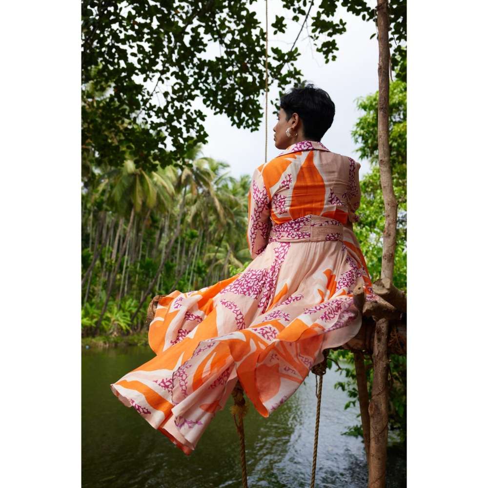 Twinkle Hanspal Printed Midi Dress with Midrif Details