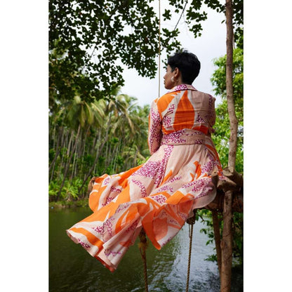 Twinkle Hanspal Printed Midi Dress with Midrif Details