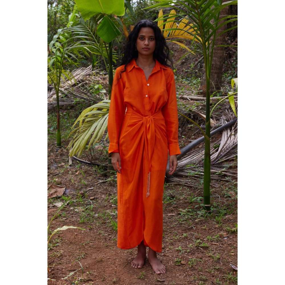 Twinkle Hanspal Layered Shirt Dress with Sarong Embellished Belt