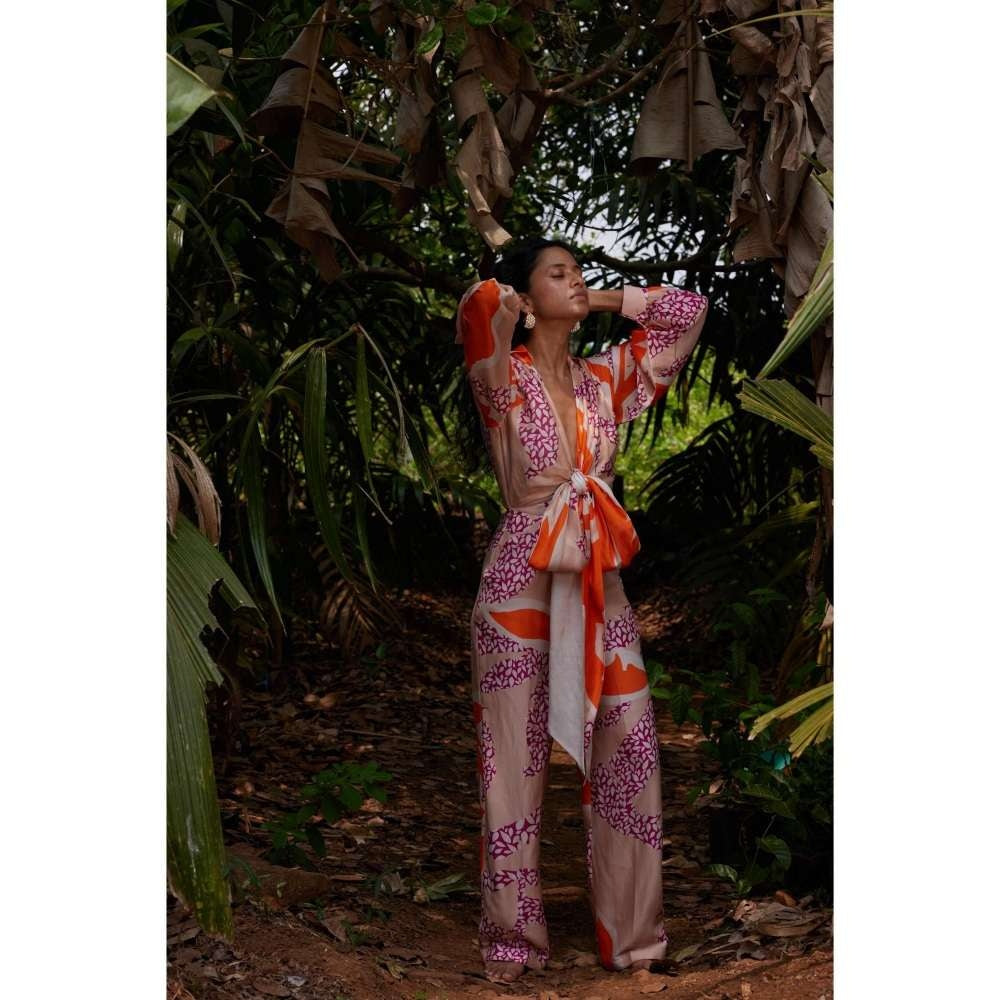 Twinkle Hanspal Printed Tie-Up Jumpsuit with Knotted Front