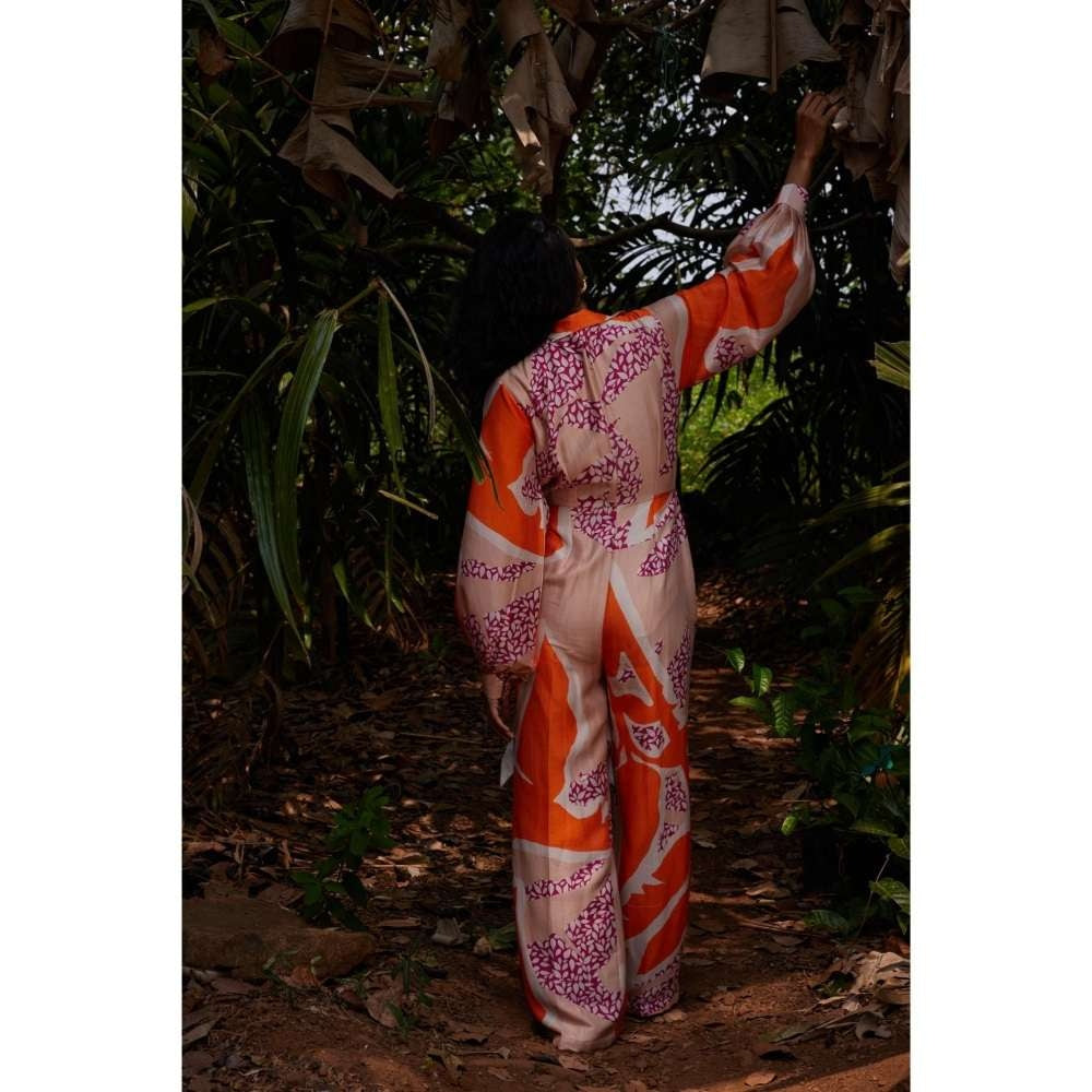 Twinkle Hanspal Printed Tie-Up Jumpsuit with Knotted Front
