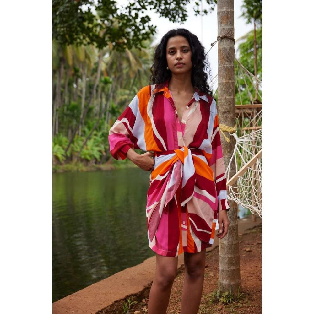 Twinkle Hanspal Printed Short Dress with Wrap Over