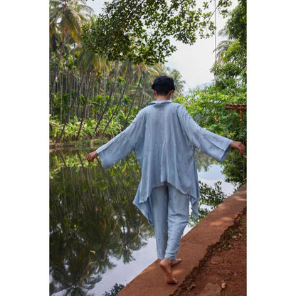 Twinkle Hanspal Hand Embroidered Drape Shirt and Pant (Set of 2)