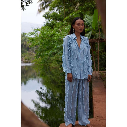 Twinkle Hanspal Shirt and Pant with Frills Details (Set of 2)