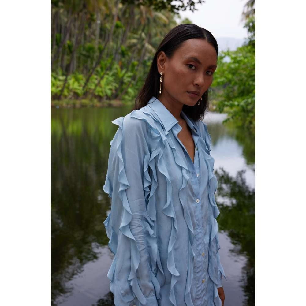 Twinkle Hanspal Shirt and Pant with Frills Details (Set of 2)