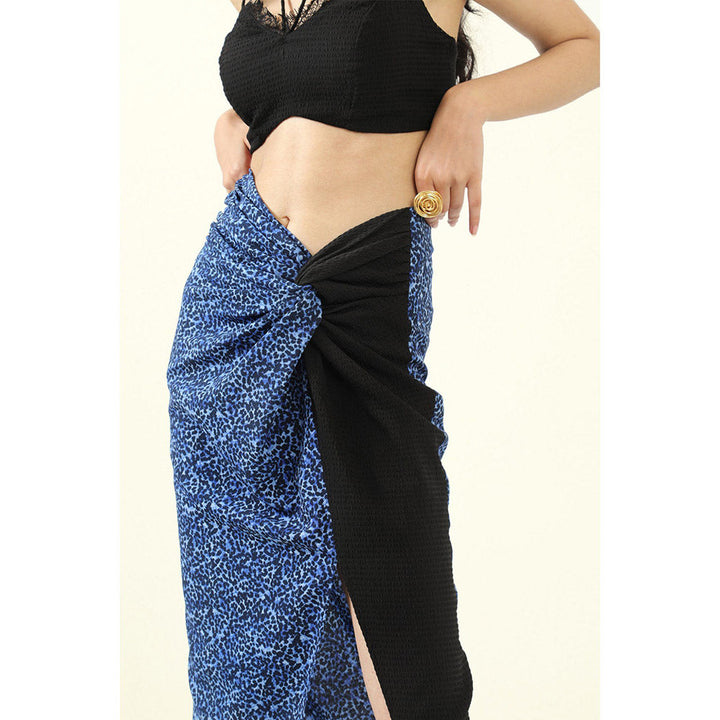 Urban Suburban Blue & Black Half & Half Midi Skirt with Slit