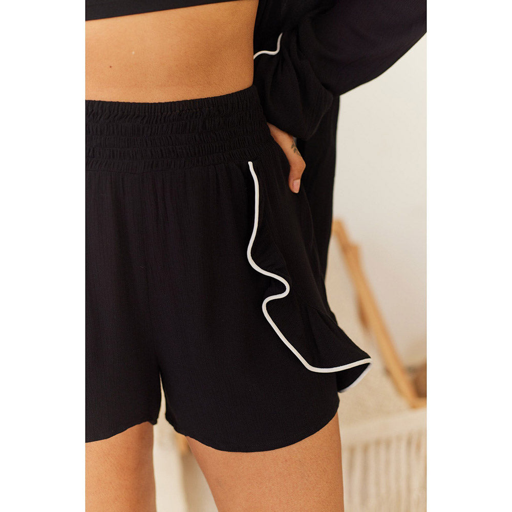 Urban Suburban Black Shorts with Contrast Detail