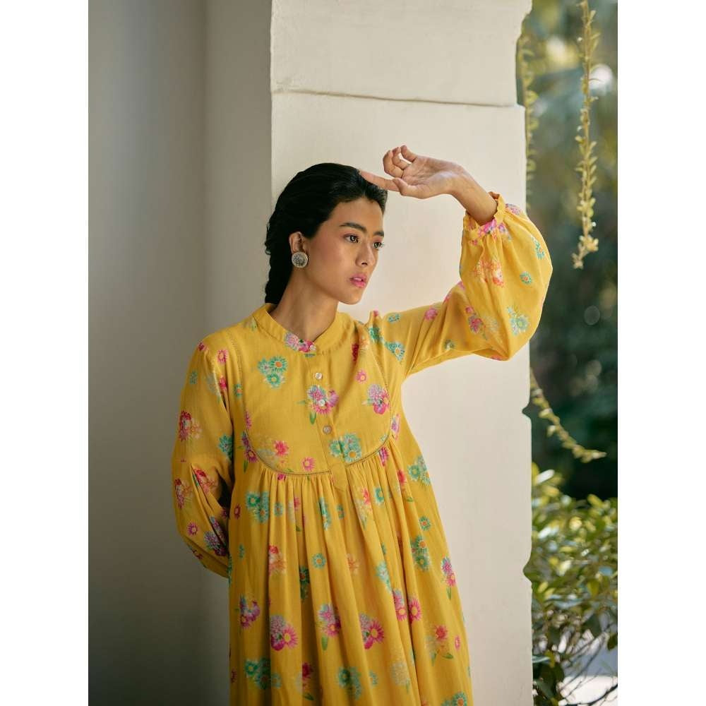 Uri by Mrunalini Rao Yellow Dandelion Floral Dress