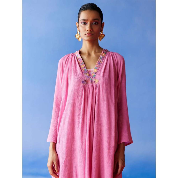 Uri by Mrunalini Rao Anther Pink Knee Dress (Set of 2)