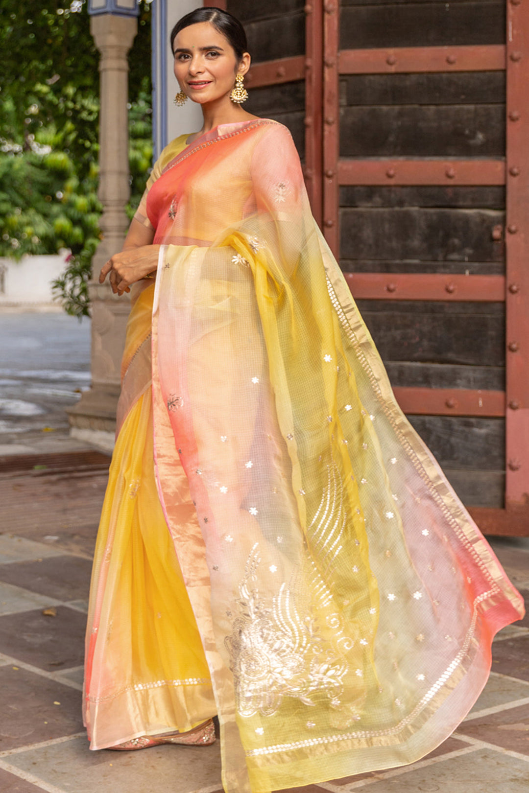Multi-Color Handcrafted Pure Kota Silk Saree - Geroo Jaipur