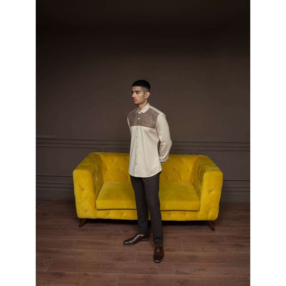 Varun Chakkilam British Taupe Patch Cross Shirt